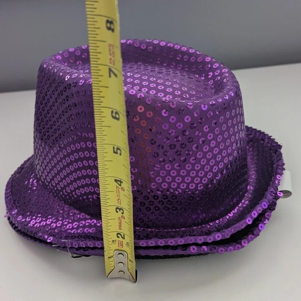 NWT Solid Color Sequins Glitter Party Fedora Hats - Blue, Silver, & Purple